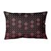 Ebern Designs Leffel Lattice Floral Indoor/Outdoor Lumbar Pillow Polyester/Polyfill blend in Red/Black | 31 H x 21.5 W x 3 D in | Wayfair