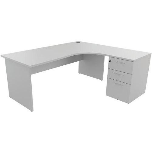 bureau compact caisson 180 cm droit gris clair - manutan expert