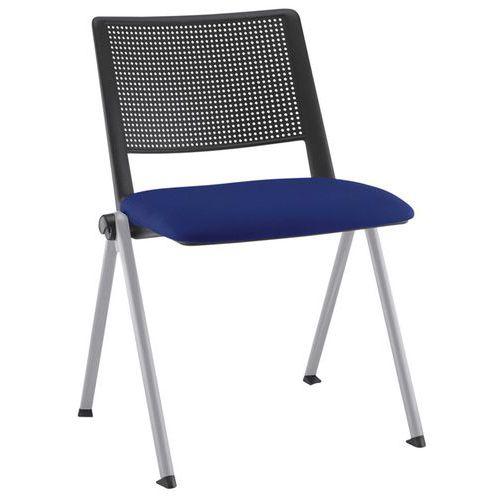 Chaise Match Piet.alu Doss. Poly. Noir Ass. Tissu Bleu - Sokoa