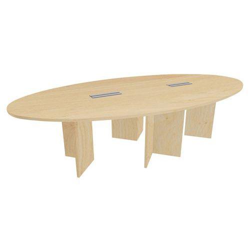 Table Ovale Pds Croix 280x140cm 2 Boîtiers Élec. Chêne Clair - Manutan Expert