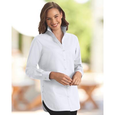 Appleseeds Women's Foxcroft Non-iron Side-Button Long-Sleeve Tunic - White - 16P - Petite
