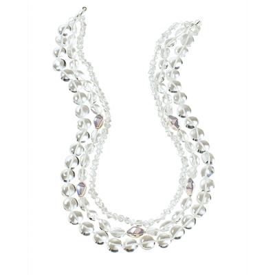 Women's Multi Row Quartz Necklace, Clear White N/A