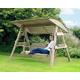 Parcel in the Attic - Avilés 3 Seat Wooden Garden Swing Chair with Canopy - Hammock Bench Furniture Lounger - 10 year warranty against Rot
