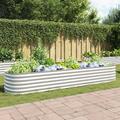 vidaXL Garden Raised Bed 320x80x44 cm Galvanised Steel Silver