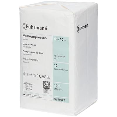 Mullkompressen 10x10 cm unsteril 12fach 100 St Kompressen Image