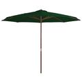 vidaXL Parasol avec mât en bois 350 cm Vert