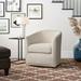 Barrel Chair - Lark Manor™ Alistair-John Nailhead Swivel Barrel Chair Polyester in White | 30.5 H x 28 W x 32.25 D in | Wayfair