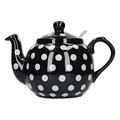 London Pottery Farmhouse Polka Dot Teapot with Infuser, Ceramic, Black/White Polka Dots, 4 Cups (1.2 Litre)