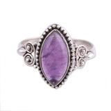 Captivating Lilac,'Amethyst and Sterling Silver Cocktail Ring from India'