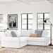 White Sectional - Three Posts™ Willia 90" Wide Linen Symmetrical Modular Corner Sectional Linen | 30 H x 90 W x 90 D in | Wayfair