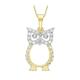 CARISSIMA Gold Women's 9 ct (375) Two-Tone Gold Cubic Zirconia Owl Pendant on 9 ct (375) Yellow Gold Diamond Cut Curb Chain of 46 cm/18 Inch