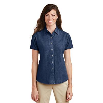 Port & Company Women's Short Sleeve Value Denim Shirt L Ink Blue