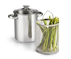 Cook N Home 4 Quart 3-Piece Vegetable Asparagus Steamer Pot, Stainless Steel