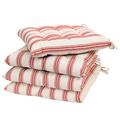 Set of 4 Seat Pads Beige & Red Stripe Tie-On Chair Cushions Dining Chair Seat Pad Cushions