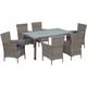 Set da Pranzo per Esterni 7 pz con Cuscini in Polyrattan Grigio colore : Grigio