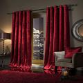 SELECT-ED® Luxuries Faux Velvet Curtains Pair Fully Lined Eyelet Ring Top Ready Made Curtains NZ (NZ, Red, 66" Width x 72" Depth)