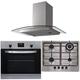 SIA 60cm Stainless Steel Single Electric True Fan Oven, Gas Hob & Extractor Fan