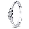 Orovi Women Diamond Ring 9 K /375 White Gold Engagement Ring WithDiamonds 0.23 Ct Brilliant Cut, Three Stone Trio Ring