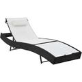 Chaise longue avec oreiller Résine tressée Noir - Vidaxl