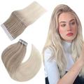 Easyouth Blonde Hair Extensions Tape in Human Hair Balayage Tape in Hair Extensions Blonde Ombre Hair Glue in Extensions Invisible Tape in Real Hair 14 Inch 40g 20Pcs