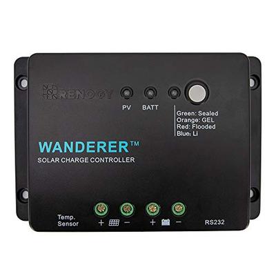 Renogy Wanderer Li 30A 12V PWM Negative Ground Charge Controller Compatible with Lithium, Sealed, Ge