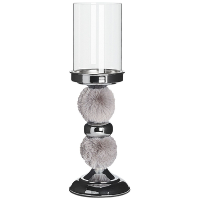 Kerzenständer Silber Glas Metall Höhe 38 cm Elegant Modern Wohnzimmer