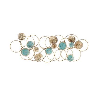 Deco 79 42898 Contemporary Metal Abstract Wall Art 2" W x 16" H Rose Gold, Light Blue