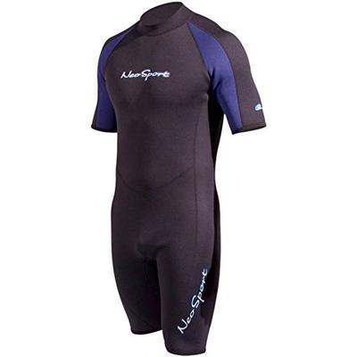 NeoSport Men's Shorty 3 MM Wetsuit - Backzip Surf Suit for Scuba Diving, Snorkeling and Water Sports
