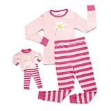 Leveret Flower Matching Doll & Girl 2 Piece Pajama Set 100% Cotton 4 Years screenshot. Sleepwear directory of Clothes.