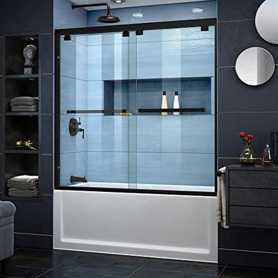 DreamLine Encore 56-60 in. W x 58 in. H Frameless Semi-Frameless Bypass Tub Door in Satin Black, SHD