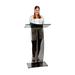 AdirOffice Slanted Speaker's Podium Lectern 12.5" x 26.8" x 47- Easy to Setup Curved Stand Design fo