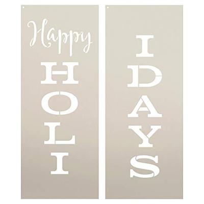 Happy Holidays - Vertical Stencil - 2 Part - by StudioR12 | Reusable Mylar Template | Use to Paint W
