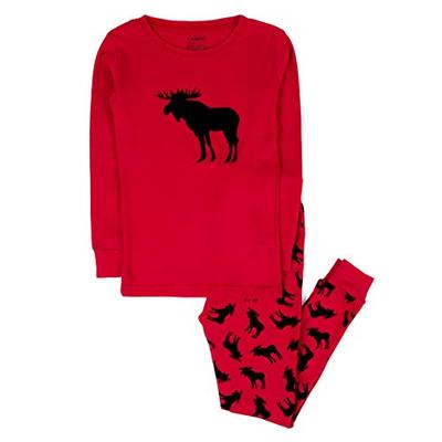 Leveret Kids Christmas Pajamas Boys Girls & Toddler Pajamas 2 Piece Pjs Set 100% Cotton (Moose, 12-1