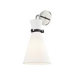 Birch Lane™ Rumiya 1 - Light Dimmable Armed Sconce Metal/Fabric in Gray/Black | 17 H x 8.25 W x 9.25 D in | Wayfair