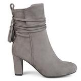 Brinley Co. Womens Faux Suede Wrap Strap Tasseled Booties Grey, 10 Regular US screenshot. Shoes directory of Clothing & Accessories.