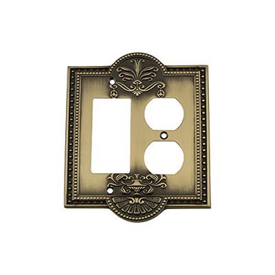 Nostalgic Warehouse 719720 Meadows Switch Plate with Rocker and Outlet Antique Brass