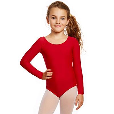 Leveret Girls Leotard Red Long Sleeve Large (10-12)