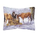 Caroline's Treasures BDBA0297PW1216 Horses Eating Hay in The Snow Fabric Decorative Pillow, 12H x16W screenshot. Pillows directory of Bedding.