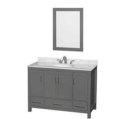Wyndham Collection Sheffield 48 inch Single Bathroom Vanity in Dark Gray, White Carrara Marble Count