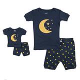 Leveret Shorts Matching Doll & Girl Moon & Stars 2 Piece Pajama Set 100% Cotton Size 4 Years screenshot. Sleepwear directory of Clothes.
