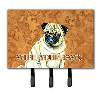 Caroline's Treasures LH9456TH68 Fawn Pug Wipe Your Paws Leash or Key Holder, Triple, Multicolor