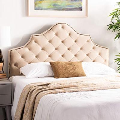 Safavieh MCR4036E-Q Mercer Collection Arebelle Buckwheat Velvet Headboard Queen Yellow