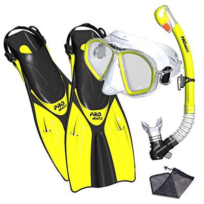 Promate Spectrum Snorkeling Fins Mask Snorkel Set, Yellow, MLXL