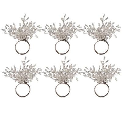 DII CAMZ38209 Silver Beaded Burst Napkin Ring Set/6 Set of 6 Christmas Starburst Piece