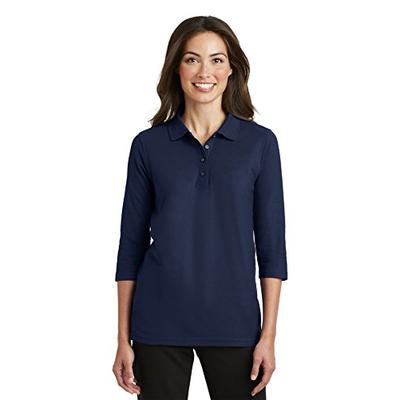 Port Authority Ladies Silk Touch 3/4-Sleeve Polo. L562 Navy 4XL