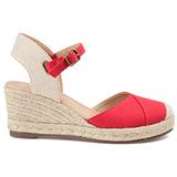 Brinley Co Comfort Womens Espadrille Ankle Strap Wedge Red, 10 Regular US screenshot. Shoes directory of Clothing & Accessories.