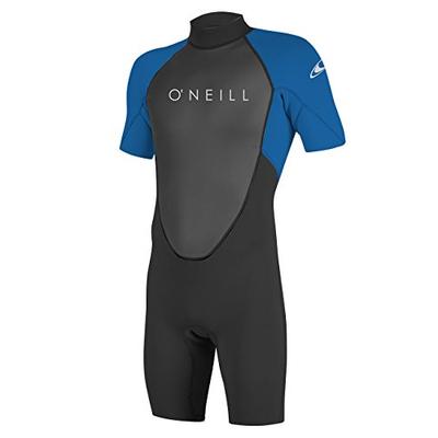 O'Neill Men's Reactor-2 2mm Back Zip Short Sleeve Spring Wetsuit, Black/Ocean, Medium Short