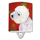 Caroline's Treasures LH9315CNL Westie Red and Green Snowflakes Holiday Christmas Ceramic Night Light screenshot. Christmas Decor directory of Holiday Ornaments & Decor.