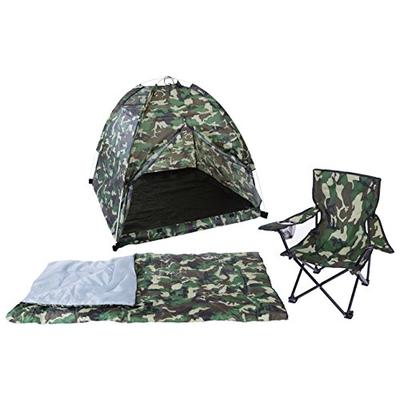 Pacific Play Tents 23335 Kids Green Camo Dome Tent Set with Sleeping Bag and Chair