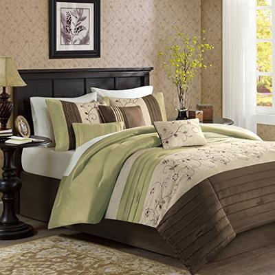 Madison Park Serene Embroidered 7 Piece Comforter Set Green King